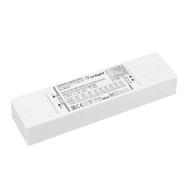 Блок питания SPV-SP-20-PFC-ZIGBEE-RF (20W, 9-42V, 0.3-0.7A, 2.4GHz) (Arlight, IP20 Пластик, 5 лет), артикул 046171