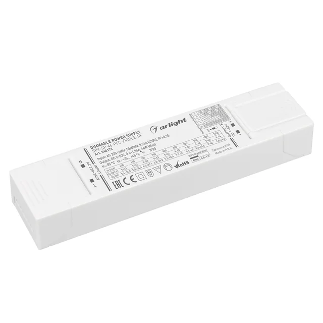 Блок питания SPV-SP-46-PFC-ZIGBEE-RF (46W, 9-53V, 0.6-1.05A, 2.4GHz) (Arlight, IP20 Пластик, 5 лет), артикул 046173