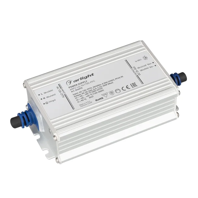Блок питания ARPJ-LG-561700-PFC (50W, 25-56V, 0.6-1.7A) (Arlight, IP67 Металл, 5 лет), артикул 046270