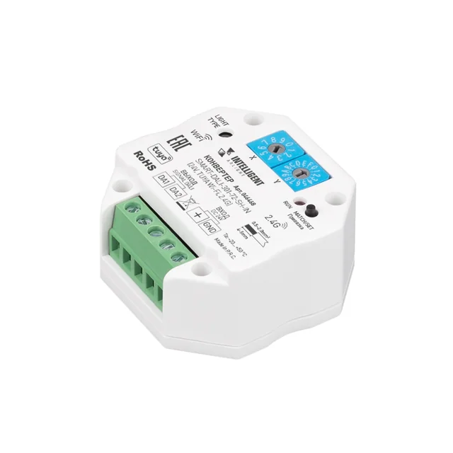 INTELLIGENT ARLIGHT Конвертер SMART-DALI-301-72-SH-IN (24V, TUYA Wi-Fi, 2.4G) (IARL, IP20 Пластик, 5 лет), артикул 046468