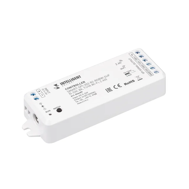 INTELLIGENT ARLIGHT Контроллер SMART-SPI-302-82-RGBW-SUF (5-24V, 8A, TUYA Wi-Fi, 2.4G) (IARL, IP20 Пластик, 5 лет), артикул 046487