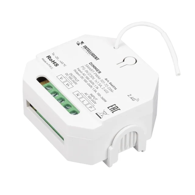 INTELLIGENT ARLIGHT Диммер SMART-PWM-101-72-DIM-PS-IN (230V, 1x1.5A, 2.4G) (IARL, IP20 Пластик, 5 лет), артикул 046516