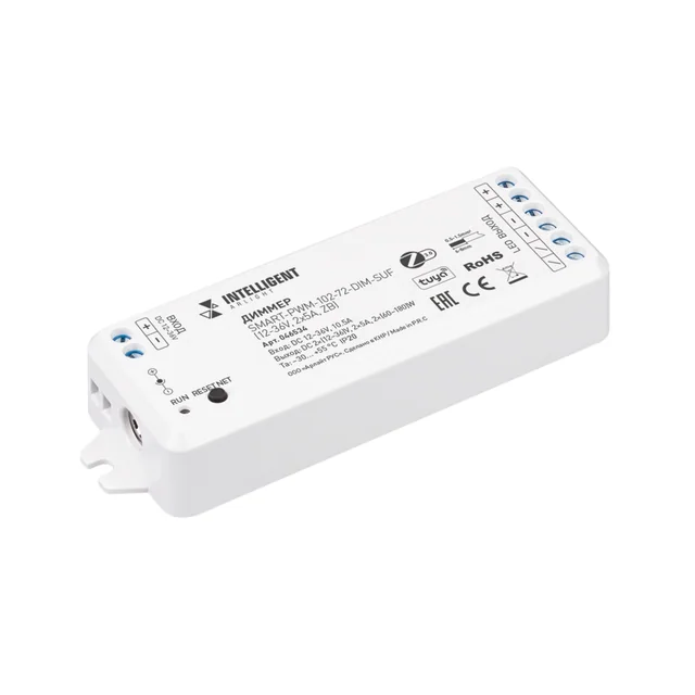 INTELLIGENT ARLIGHT Диммер SMART-PWM-102-72-DIM-SUF (12-36V, 2x5A, ZB) (IARL, Пластик), артикул 046534