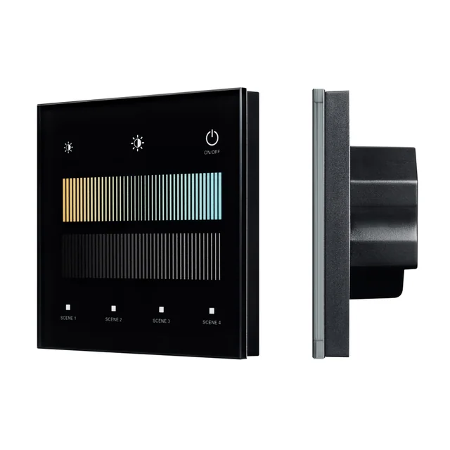 INTELLIGENT ARLIGHT Сенсорная панель SMART-DALI-301-11-1G-4SC-MIX-IN Black (BUS/24V, Touch, 2.4G) (IARL, IP20 Пластик, 5 лет), артикул 046550