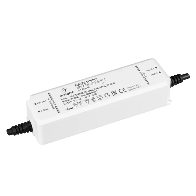 Блок питания ARPV-SP-48060-PFC (48V, 1.25A, 60W) (Arlight, IP67 Пластик, 5 лет), артикул 046610