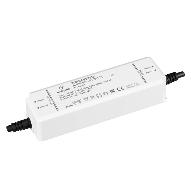 Блок питания ARPV-SP-48100-PFC (48V, 2.1A, 100W) (Arlight, IP67 Пластик, 5 лет), артикул 046611