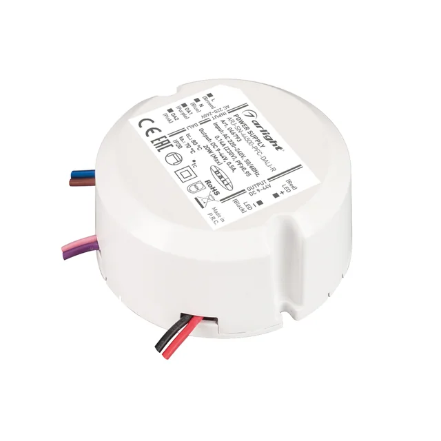 Блок питания ARJ-SN-44500-PFC-DALI-R (20W, 9-40V, 0.5A) (Arlight, IP20 Пластик, 3 года), артикул 046793