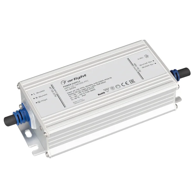 Блок питания ARPJ-LG-1081050-PFC (75W, 54-108V, 0.5-1.05A) (Arlight, IP67 Металл, 5 лет), артикул 047372