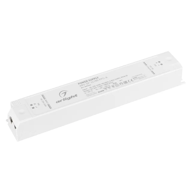 Блок питания ARV-SP-24180-PFC-A (24V, 7.5A, 180W) (Arlight, IP20 Пластик, 5 лет), артикул 047444