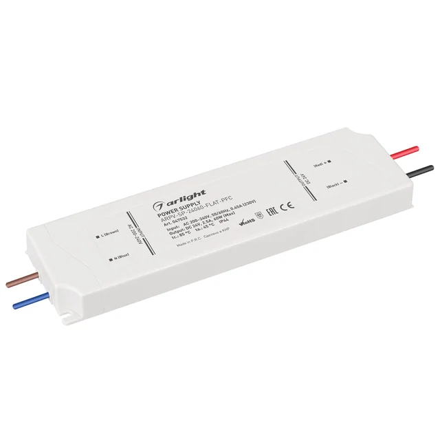 Блок питания ARPV-SP-24060-FLAT-PFC (24V, 2.5A, 60W) (Arlight, IP44 Пластик, 5 лет), артикул 047532