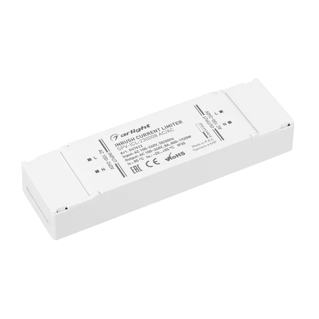 Ограничитель пускового тока SPV-ICL-230008 AC/AC (100-240V, 8A) (Arlight, IP20 Пластик, 5 лет), артикул 047612