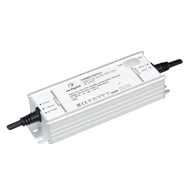 Блок питания ARPV-LG-24150-PFC-VCA (22-26V, 6.25A, 150W) (Arlight, IP65 Металл, 5 лет), артикул 047710