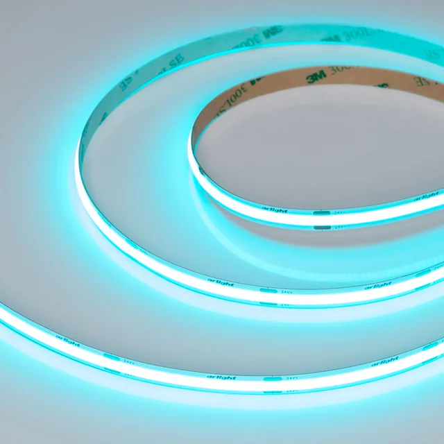 Лента COB-X480-8mm 24V Aquamarine (8 W/m, IP20, 5m) (Arlight, -), артикул 047735