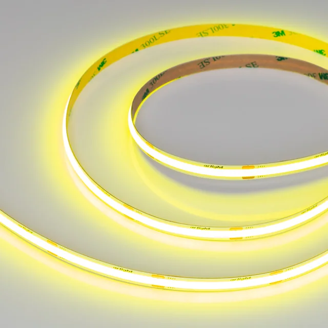 Лента COB-X480-8mm 24V Yellow Volt (8 W/m, IP20, 5m) (Arlight, -), артикул 047737