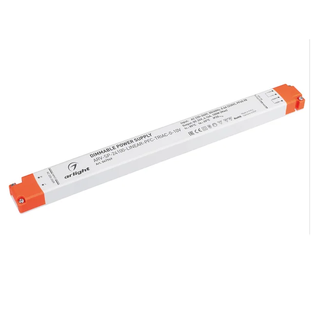 Блок питания ARV-SP-24100-LINEAR-PFC-TRIAC-0-10V (24V, 4.16A, 100W) (Arlight, IP20 Пластик, 5 лет), артикул 047949