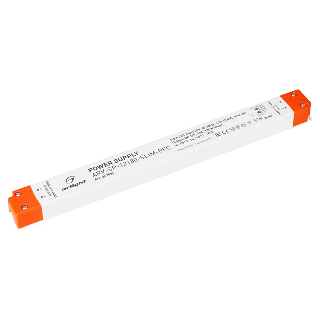Блок питания ARV-SP-12180-SLIM-PFC (12V, 15A, 180W) (Arlight, IP20 Пластик, 5 лет), артикул 047994