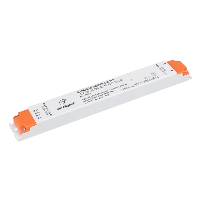 Блок питания ARV-SP-24200-SLIM-PFC-DALI2 (24V, 8.33A, 200W) (Arlight, IP20 Пластик, 5 лет), артикул 048673
