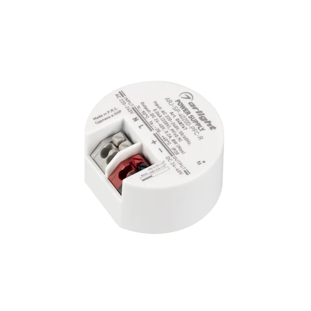Блок питания ARJ-SP-40200-PFC-R (8W, 24-40V, 200mA) (Arlight, IP20 Пластик, 5 лет), артикул 048767