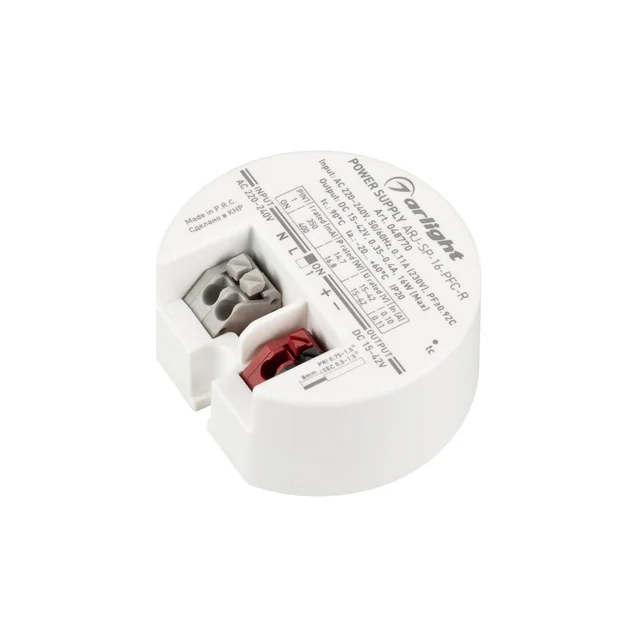 Блок Питания ARJ-SP-16-PFC-R (16W, 15-42V, 0.35-0.4A) (Arlight, IP20 Пластик, 5 лет), артикул 048770