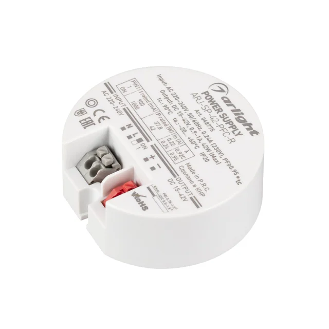 Блок питания ARJ-SP-42-PFC-R (42W, 15-42V, 0.9-1A) (Arlight, IP20 Пластик, 5 лет), артикул 048775