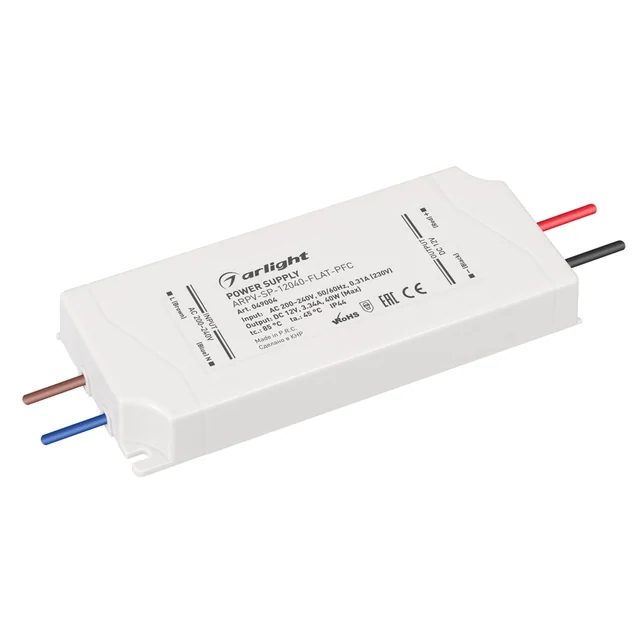 Блок питания ARPV-SP-12040-FLAT-PFC (12V, 3.34A, 40W) (Arlight, IP44 Пластик, 5 лет), артикул 049004