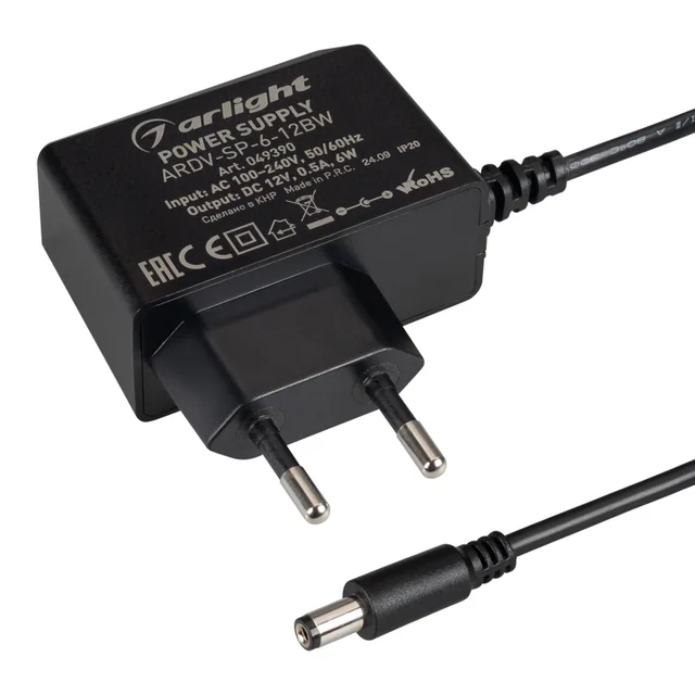 Блок питания ARDV-SP-6-12BW (12V, 0.5A, 6W) (Arlight, Адаптер, 5 лет), артикул 049390