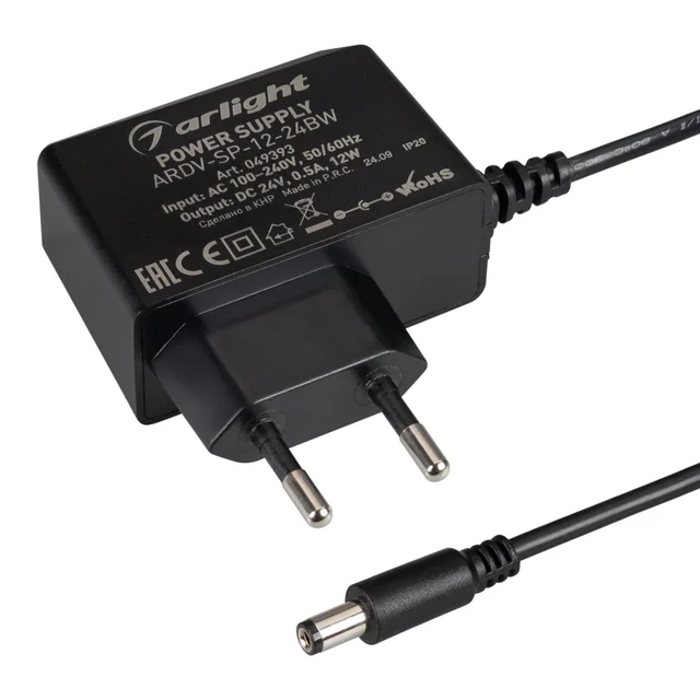 Блок питания ARDV-SP-12-24BW (24V, 0.5A, 12W) (Arlight, Адаптер, 5 лет), артикул 049393
