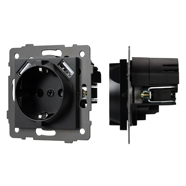 Механизм розетки с USB зарядкой SCT-MUAA-PL-BK-V (250V, 16A) (Arlight, -), артикул 049819
