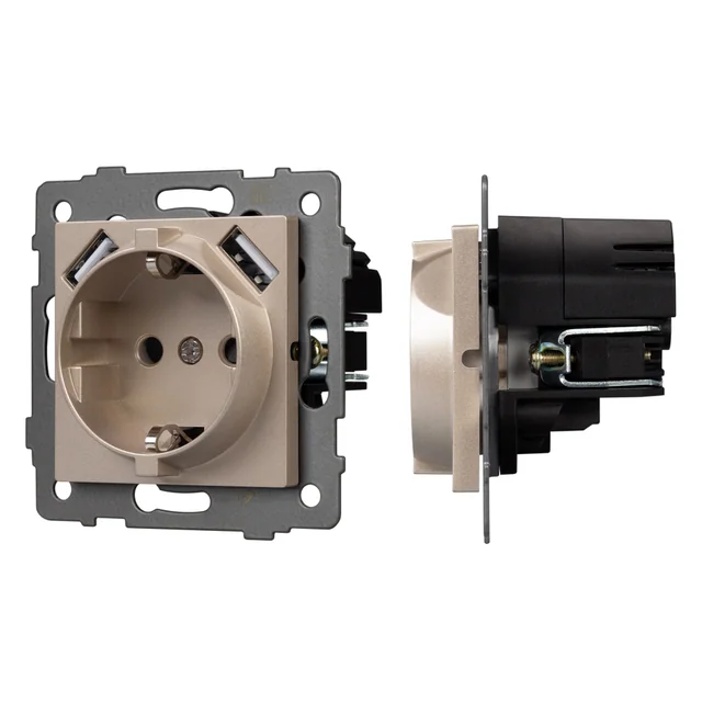 Механизм розетки с USB зарядкой SCT-MUAA-PL-GD-V (250V, 16A) (Arlight, -), артикул 049821