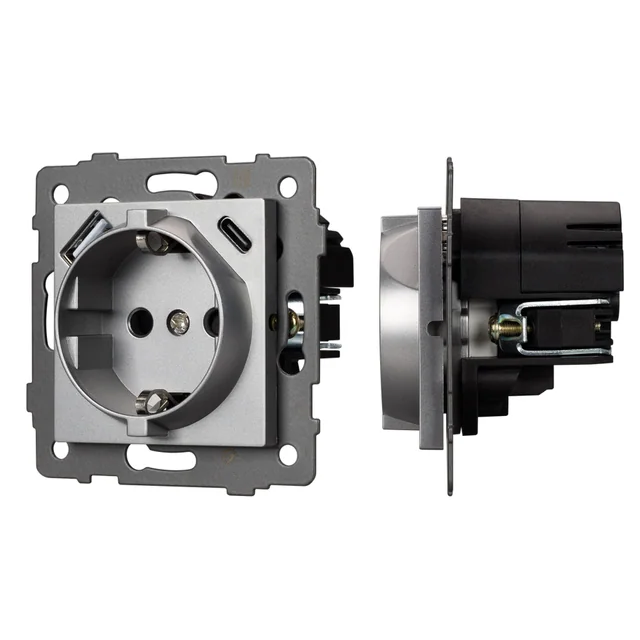 Механизм розетки с USB зарядкой SCT-MUAC-PL-GR-V (250V, 16A) (Arlight, -), артикул 049831