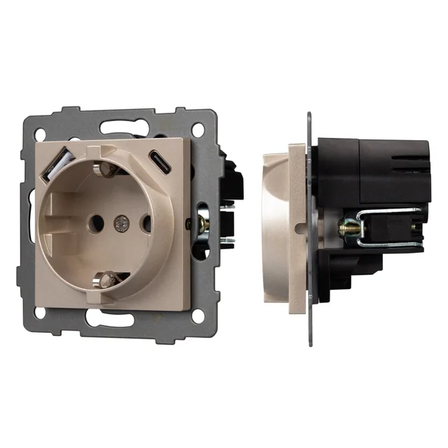 Механизм розетки с USB зарядкой SCT-MUAC-PL-GD-V (250V, 16A) (Arlight, -), артикул 049832