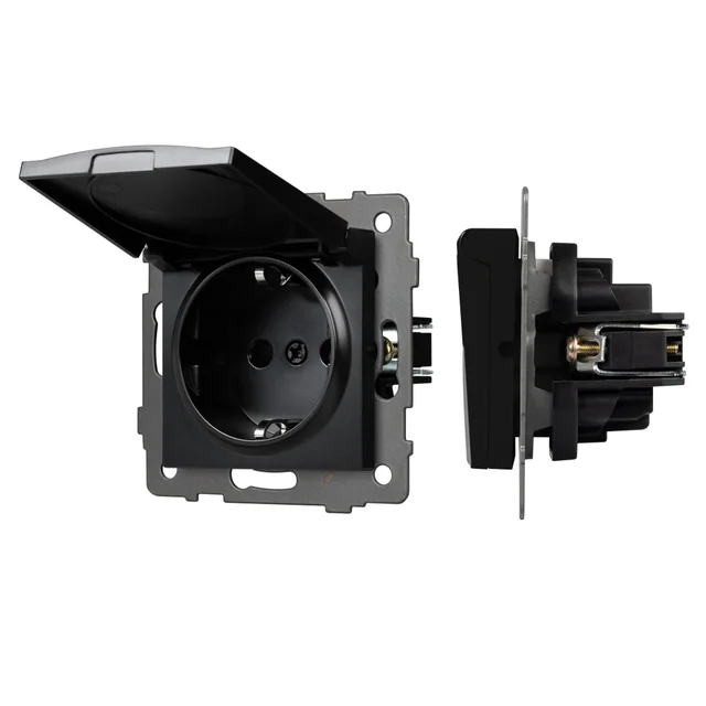 Механизм розетки влагозащищённый SCT-MCP-PL-BK-V (250V, 16A) (Arlight, -), артикул 049835