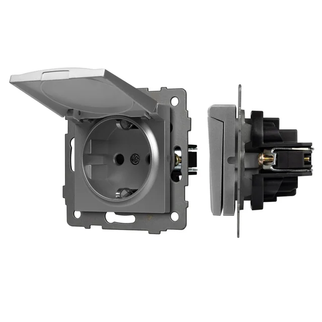 Механизм розетки влагозащищённый SCT-MCP-PL-GR-V (250V, 16A) (Arlight, -), артикул 049836