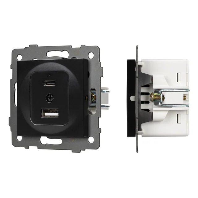 Механизм USB розетки SCT-MUAC-PL-BK-V (5V, 3A, QC4) (Arlight, -), артикул 049838