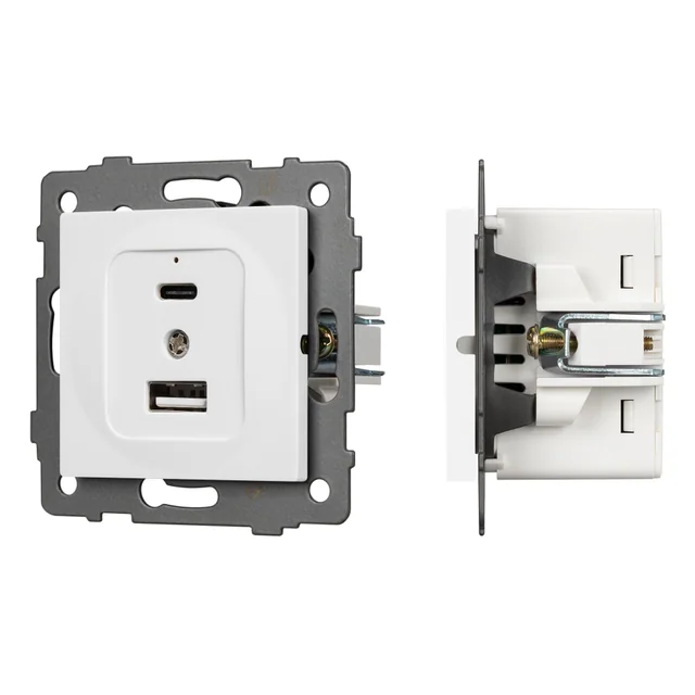 Механизм USB розетки SCT-MUAC-PL-WH-V (5V, 3A, QC4) (Arlight, -), артикул 049839