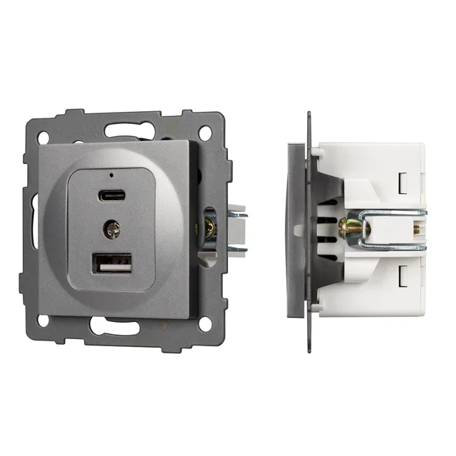 Механизм USB розетки SCT-MUAC-PL-GR-V (5V, 3A, QC4) (Arlight, -), артикул 049840
