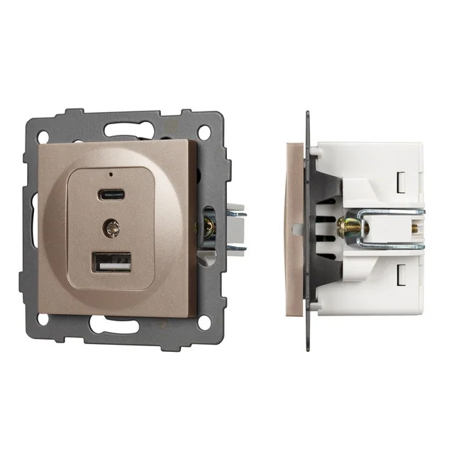 Механизм USB розетки SCT-MUAC-PL-GD-V (5V, 3A, QC4) (Arlight, -), артикул 049841