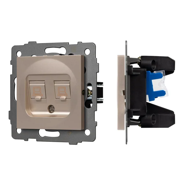 Механизм компьютерной розетки двойной SCT-MPC2-PL-GD-V (RJ-45, CAT6) (Arlight, -), артикул 049850