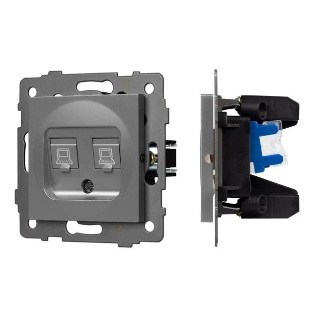 Механизм компьютерной розетки двойной SCT-MPC2-PL-GR-V (RJ-45, CAT6) (Arlight, -), артикул 049851