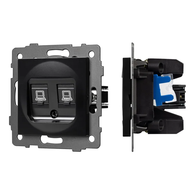 Механизм компьютерной розетки двойной SCT-MPC2-PL-BK-V (RJ-45, CAT6) (Arlight, -), артикул 049853