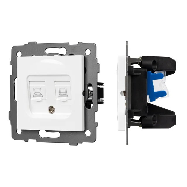 Механизм компьютерной розетки двойной SCT-MPC2-PL-WH-V (RJ-45, CAT6) (Arlight, -), артикул 049854