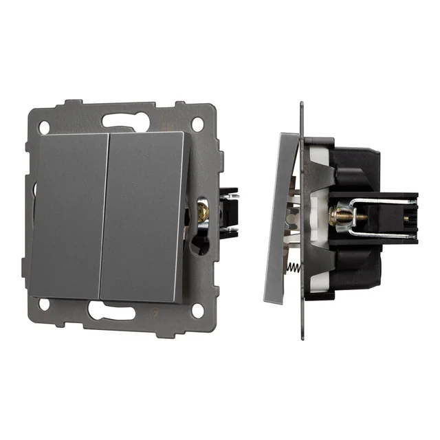 Механизм выключателя двухклавишный самовозвратный SWT-MKR2-PL-GR-V (250V, 10A) (Arlight, -), артикул 049885