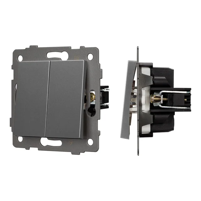 Механизм выключателя двухклавишный проходной SWT-MKP2-PL-GR-V (250V, 10A) (Arlight, -), артикул 049894