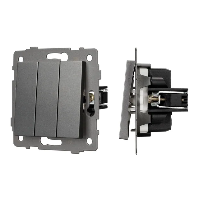 Механизм выключателя трехклавишный непроходной SWT-MK03-PL-GR-V (250V, 10A) (Arlight, -), артикул 049898