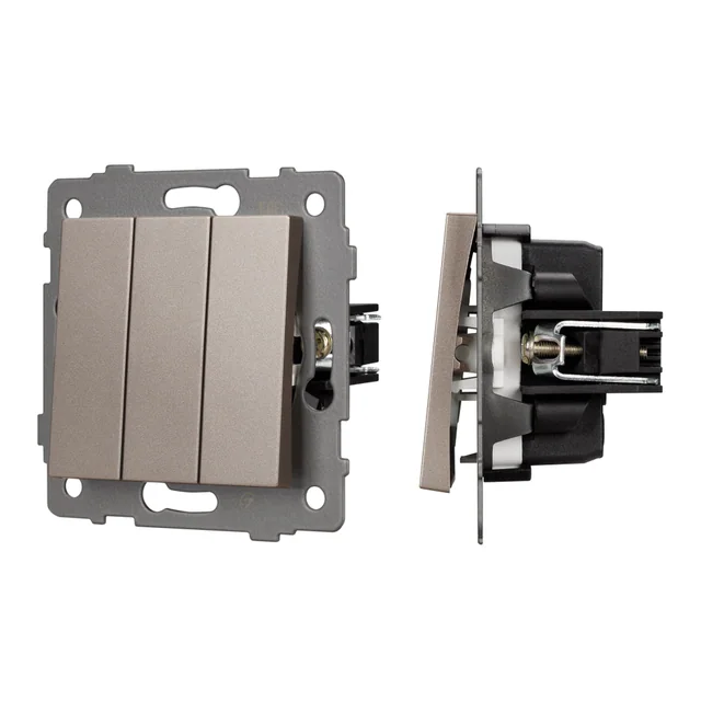 Механизм выключателя трехклавишный непроходной SWT-MK03-PL-GD-V (250V, 10A) (Arlight, -), артикул 049899