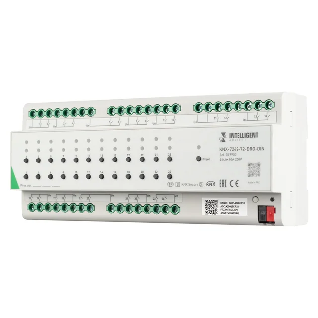INTELLIGENT ARLIGHT Релейный модуль KNX-7242-72-DRO-DIN Grey (BUS, 24x10A) (IARL, IP20 Пластик, 2 года), артикул 049900