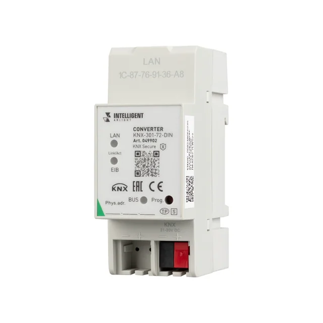 INTELLIGENT ARLIGHT Конвертер KNX-301-72-DIN Grey (BUS, RJ-45, KNX-IP) (IARL, IP20 Пластик, 2 года), артикул 049902