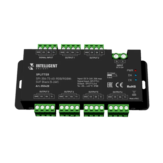 INTELLIGENT ARLIGHT Сплиттер SPI-306-73-6G-RGB/RGBW-SUF Black (5-24V) (IARL, IP20 Металл, 5 лет), артикул 050428