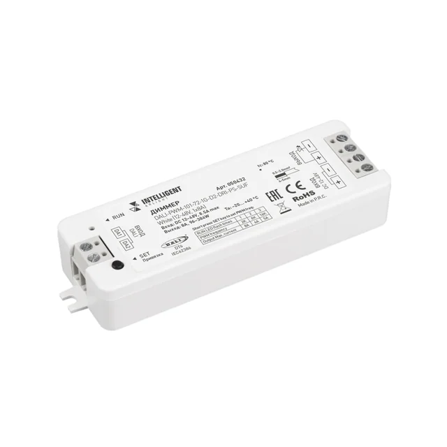 INTELLIGENT ARLIGHT Диммер DALI-PWM-101-72-1G-D2-DRI-PS-SUF White (12-48V, 1x8A) (IARL, IP20 Пластик, 5 лет), артикул 050432