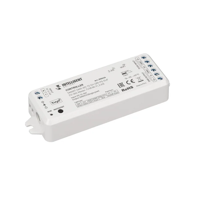 INTELLIGENT ARLIGHT Контроллер SMART-DMX-301-72-SH-DRI-PS-SUF (12-36V, Master, TUYA Wi-Fi, 2.4G) (IARL, IP20 Пластик, 5 лет), артикул 050434